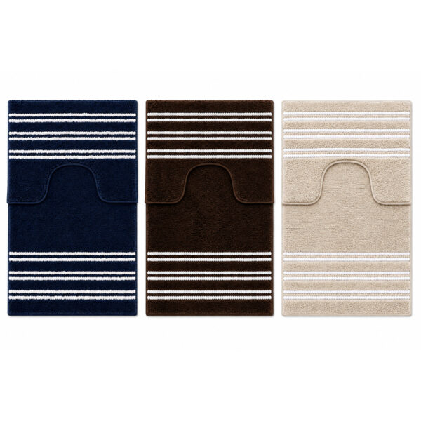 Geometric Stripe Bath Mat 50x80cm 2pcs Set