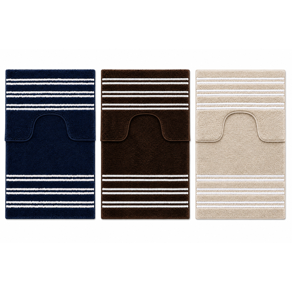 OSM-2627-8 Geometric Stripe Bath Mat 50x80cm 2pcs Set - Image 1