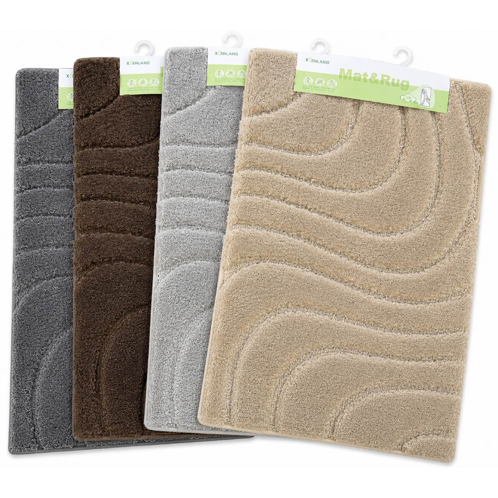 OSM-2637-1 Wavy Line Plush Bath Mat 50x80cm - Image 1