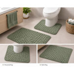 Pebble Texture Memory Foam Style Bath Mat 2pcs Set - Image 2