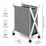 Cotton-linen laundry basket with wheels - Image 8