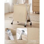 Cotton-linen laundry basket with wheels - Image 7