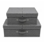 Double-lid storage basket (non-woven fabric + cardboard)