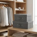 Double-lid storage basket (non-woven fabric + cardboard) - Image 2