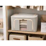 Foldable Oxford Fabric Storage Box with Steel Frame - Image 2