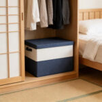 Small Cotton-Linen Color-Blocking Storage Box (Coarse Linen + MDF) - Image 2