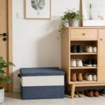Small Cotton-Linen Color-Blocking Storage Box (Coarse Linen + MDF) - Image 4