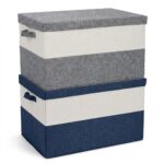 Large Cotton-Linen Color-Blocking Storage Box (Coarse Linen + MDF) - Image 2