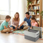 Large Cotton-Linen Color-Blocking Storage Box (Coarse Linen + MDF) - Image 5