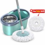 360° Spin Mop & Bucket Set with SS Wringer & One Extra Refill