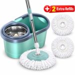 360° Spin Mop & Bucket Set with SS Wringer & Two Extra Refill