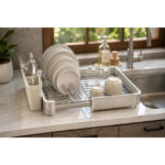 Expandable Dish Drying Rack with Cutlery Holder - Image 6
