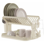 2 Tier Dish Drying Rack with Cup & Cutlery Holders