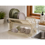 2 Tier Dish Drying Rack with Cup & Cutlery Holders - Image 2