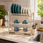 3 Tier Multi-Functional Dish Drying Rack with Side Holders - Image 2
