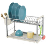 2 Tier Compact Dish Drying Rack with Cutlery Holder