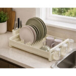 Countertop Dish Drainer with Plate Slots and Glass Holders - Image 2