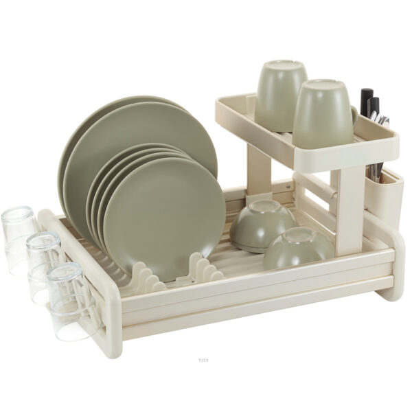 Expandable Countertop Dish Rack with Cup Holders