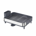 Compact Single Tier Dish Drainer with Cutlery Caddy and Drainage Spout - Image 2