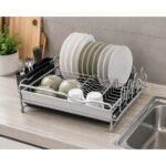 Multi-Section Metal Dish Drying Rack with Glass Holders and Drip Tray - Image 2