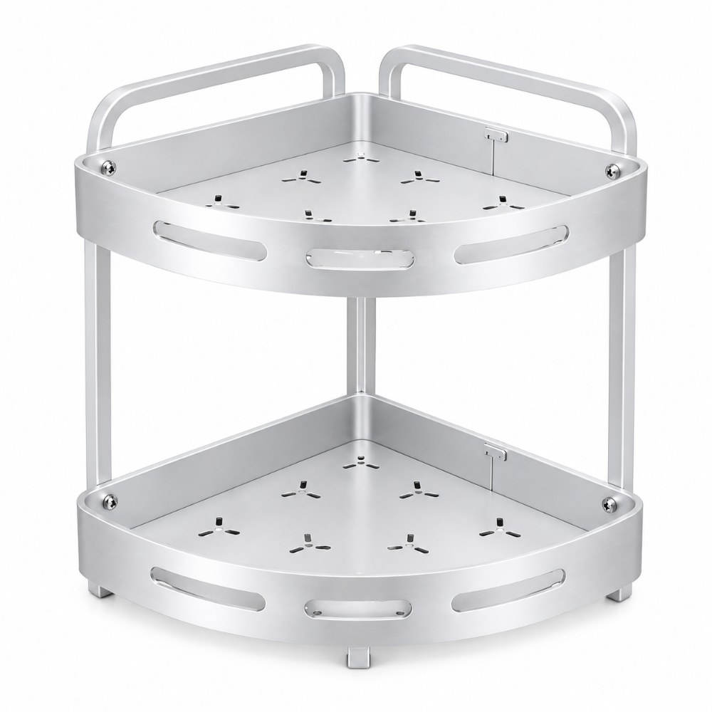 OSM-2685-1 2 Tier PP Corner Bathroom Organizer Rack - Image 1