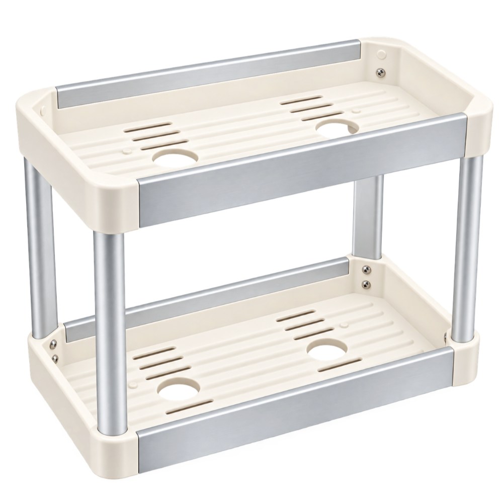 OSM-2689-4 2 Tier Compact PP Bathroom Countertop Rack - Image 1