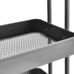 3-Tier Rolling Metal Organizer Cart with Mesh Trays - Grey - Image 2