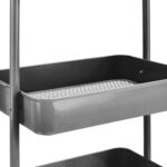3-Tier Rolling Metal Organizer Cart with Mesh Trays - Grey - Image 3