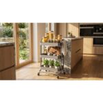 3-Tier Rolling Metal Organizer Cart with Mesh Trays - Grey - Image 4