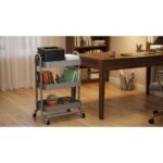 3-Tier Rolling Metal Organizer Cart with Mesh Trays - Grey - Image 6