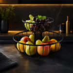 2-Tier Round Wire Fruit Basket with Pedestal Stand - Black - Image 4