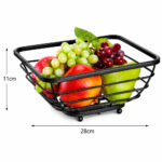 Rectangular Raised Wire Fruit Serving Basket with Scroll Legs - Black - Image 3
