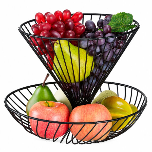 Square Wire Countertop Fruit Basket with Raised Feet - Black