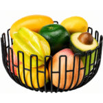 Deep Round Metal Wire Fruit Basket - Black
