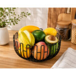 Deep Round Metal Wire Fruit Basket - Black - Image 2