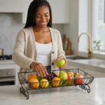 Decorative Metal Wire Fruit Basket Stand – Black - Image 2