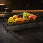 Decorative Metal Wire Fruit Basket Stand – Black - Image 3