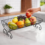 Decorative Metal Wire Fruit Basket Stand – Black - Image 4