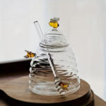 Glass Honey Jar with Dipper Golden Bee - Image 3