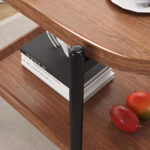 2 Tier Wood-Look Utility Trolley with Push Handle - Image 5