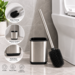 TPR Toilet Brush with Stainless Steel Handle - 39 cm - Image 2