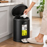 Steel Powder Coated Step Bin with Pedal – 5L Matte Black - Image 3