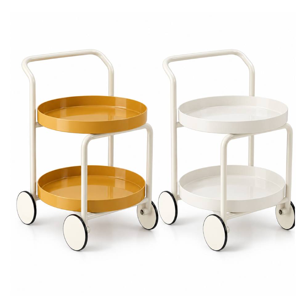 OSM-2571-12 2-Tier Round Rolling Utility Cart - Image 1