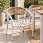 Classic Outdoor Dining Armchair with Woven Back - Image 3