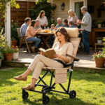 Portable Folding Chairs Stainless Steel & Canvas - Black - Image 2