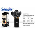 Sonifer 12-Piece Silicone Cooking Utensil Set with Wooden Handles SF-1187A - Image 2