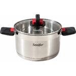 Stainless Steel Casserole with Glass Lid 22cm - Image 2