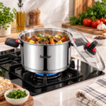 Stainless Steel Casserole with Glass Lid 22cm - Image 5