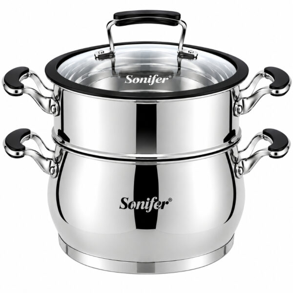 2-Tier Stainless Steel Steamer Set 24cm