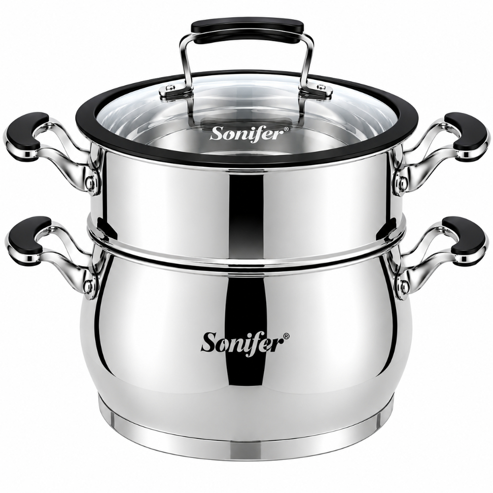 SF-1200-24-1 2-Tier Stainless Steel Steamer Set 24cm - Image 1